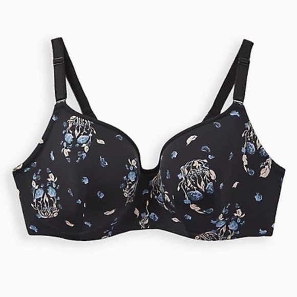 TORRID FULL COVERAGE BALCONETTE BRA - FLORAL SKULL BLACK W/360° BACK SMOOTHING - Picture 3 of 8